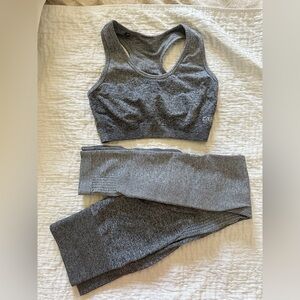 Gymshark Gray Seamless Sports Bra and Leggings Set